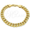 Pulsera Básica 04.213.0153.08 Oro Laminado, Diseño de Miami Cubana, Pulido, Tono Dorado (Grosor 08 MM, 8 Pulgadas de Largo)