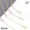 Gargantilla Basica 04.213.0096.22 Oro Laminado, Pulido, Tono Dorado (02 MM Thickness, 22 Inches Length)