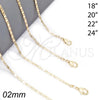 Gargantilla Basica 04.213.0096.22 Oro Laminado, Pulido, Tono Dorado (02 MM Thickness, 22 Inches Length)