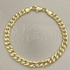 Pulsera Básica 04.213.0155.08 Oro Laminado, Diseño de Miami Cubana, Pulido, Tono Dorado (Grosor 06 MM, 8 Pulgadas de Largo)