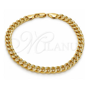 Pulsera Básica 04.213.0155.08 Oro Laminado, Diseño de Miami Cubana, Pulido, Tono Dorado (Grosor 06 MM, 8 Pulgadas de Largo)