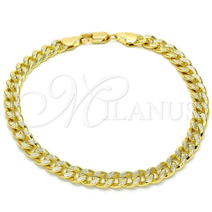 Pulsera Básica 04.213.0155.08 Oro Laminado, Diseño de Miami Cubana, Pulido, Tono Dorado (Grosor 06 MM, 8 Pulgadas de Largo)