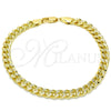Pulsera Básica 04.213.0155.08 Oro Laminado, Diseño de Miami Cubana, Pulido, Tono Dorado (Grosor 06 MM, 8 Pulgadas de Largo)