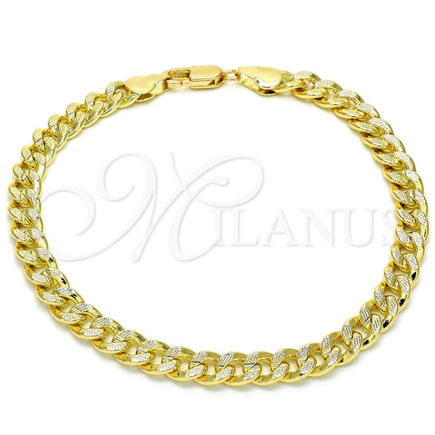 Pulsera Básica 04.213.0155.08 Oro Laminado, Diseño de Miami Cubana, Pulido, Tono Dorado (Grosor 06 MM, 8 Pulgadas de Largo)