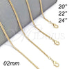 Gargantilla Basica 04.213.0157.20 Oro Laminado, Diseño de Miami Cubana, Pulido, Tono Dorado (0.60 Gauge, 02 MM Thickness, 20 Inches Length)