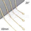Gargantilla Basica 04.213.0158.20 Oro Laminado, Pulido, Tono Dorado (02 MM Thickness, 20 Inches Length)