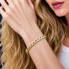 Pulsera Básica 04.213.0159.08 Oro Laminado, Diseño de Cubana Concava, Pulido, Tono Dorado (Grosor 07 MM, 8 Pulgadas de Largo)