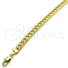 Pulsera Básica 04.213.0159.08 Oro Laminado, Diseño de Cubana Concava, Pulido, Tono Dorado (Grosor 07 MM, 8 Pulgadas de Largo)