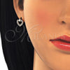 Arete Dormilona 02.213.0134 Oro Laminado, Diseño de Corazón, con Blanca Micro Pave, Pulido, Tono Dorado