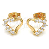 Arete Dormilona 02.213.0135 Oro Laminado, Diseño de Corazón, con Blanca Zirconia Cubica, Pulido, Tono Dorado