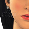 Arete Dormilona 02.213.0138 Oro Laminado, Diseño de Corazón, con Blanca Zirconia Cubica, Pulido, Tono Dorado