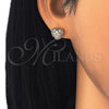 Arete Dormilona 02.213.0138 Oro Laminado, Diseño de Corazón, con Blanca Zirconia Cubica, Pulido, Tono Dorado