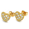 Arete Dormilona 02.213.0138 Oro Laminado, Diseño de Corazón, con Blanca Zirconia Cubica, Pulido, Tono Dorado