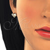 Arete Dormilona 02.213.0143 Oro Laminado, Diseño de Corazón, con Blanca Micro Pave, Pulido, Tono Dorado