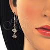 Arete Largo 02.323.0065 Oro Laminado, Diseño de Baguette, con Blanca Zirconia Cubica, Pulido, Tono Dorado