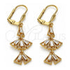 Arete Largo 02.323.0065 Oro Laminado, Diseño de Baguette, con Blanca Zirconia Cubica, Pulido, Tono Dorado
