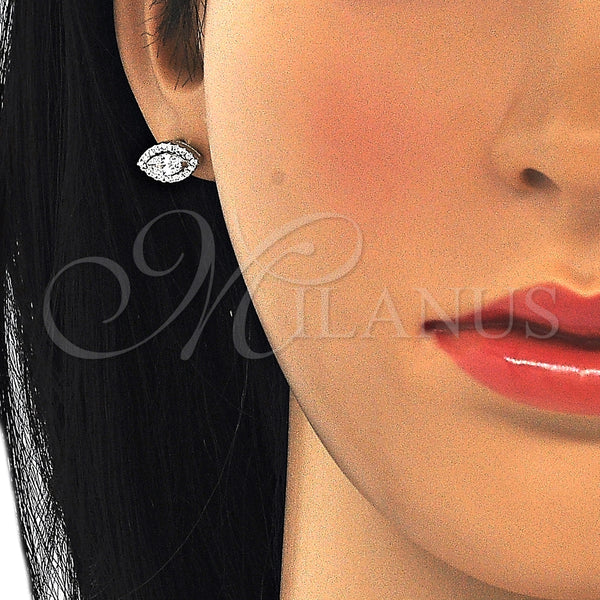 Arete Dormilona 02.286.0022 Plata Rodinada, con Zirconia Cubica Blanca, Pulido, Rodinado