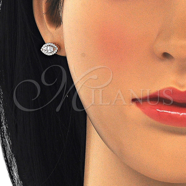 Arete Dormilona 02.286.0022.1 Plata Rodinada, con Zirconia Cubica Blanca, Pulido, Tono Rosado