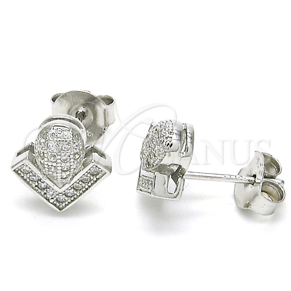 Arete Dormilona 02.286.0025 Plata Rodinada, con Micro Pave Blanca, Pulido, Rodinado