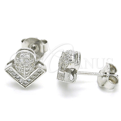 Arete Dormilona 02.286.0025 Plata Rodinada, con Micro Pave Blanca, Pulido, Rodinado
