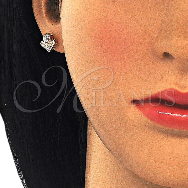 Arete Dormilona 02.286.0025.1 Plata Rodinada, con Micro Pave Blanca, Pulido, Tono Rosado