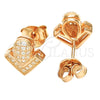 Arete Dormilona 02.286.0025.1 Plata Rodinada, con Micro Pave Blanca, Pulido, Tono Rosado