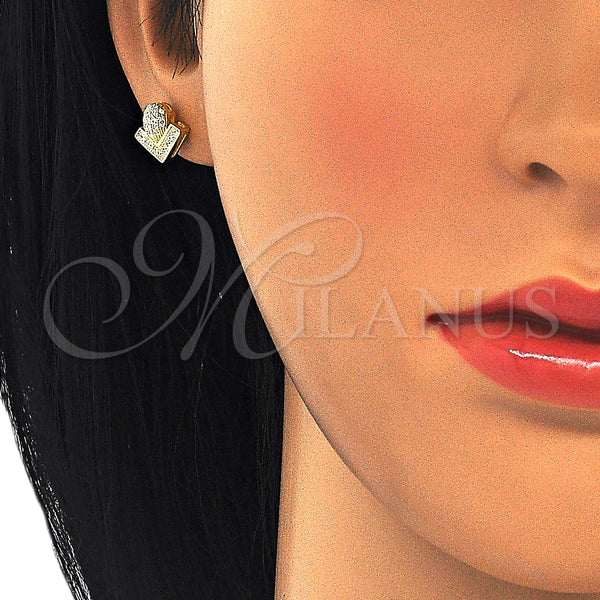 Arete Dormilona 02.286.0025.2 Plata Rodinada, con Micro Pave Blanca, Pulido, Tono Dorado