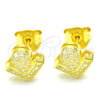 Arete Dormilona 02.286.0025.2 Plata Rodinada, con Micro Pave Blanca, Pulido, Tono Dorado