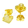 Arete Dormilona 02.286.0025.2 Plata Rodinada, con Micro Pave Blanca, Pulido, Tono Dorado