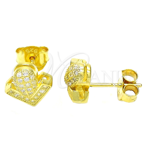 Arete Dormilona 02.286.0025.2 Plata Rodinada, con Micro Pave Blanca, Pulido, Tono Dorado
