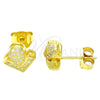 Arete Dormilona 02.286.0025.2 Plata Rodinada, con Micro Pave Blanca, Pulido, Tono Dorado