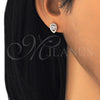Arete Dormilona 02.286.0027.1 Plata Rodinada, Diseño de Gota, con Zirconia Cubica Blanca y Micro Pave Blanca, Pulido, Tono Rosado