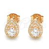 Arete Dormilona 02.286.0027.1 Plata Rodinada, Diseño de Gota, con Zirconia Cubica Blanca y Micro Pave Blanca, Pulido, Tono Rosado