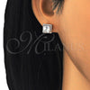 Arete Dormilona 02.286.0030.1 Plata Rodinada, con Zirconia Cubica Blanca y Cristal Blanca, Pulido, Tono Rosado
