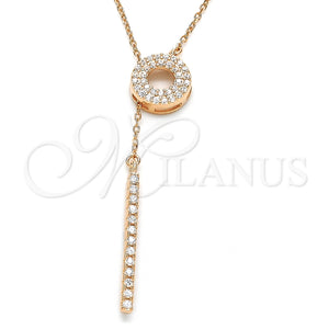 Gargantilla Elegante 04.286.0004.1.16 Plata Rodinada, con Zirconia Cubica Blanca, Pulido, Tono Rosado (Grosor 01 MM, 16 Pulgadas de Largo)