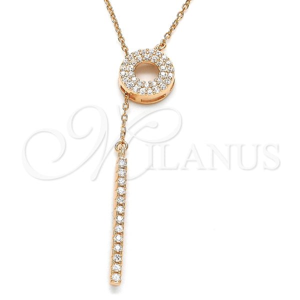 Gargantilla Elegante 04.286.0004.1.16 Plata Rodinada, con Zirconia Cubica Blanca, Pulido, Tono Rosado (Grosor 01 MM, 16 Pulgadas de Largo)