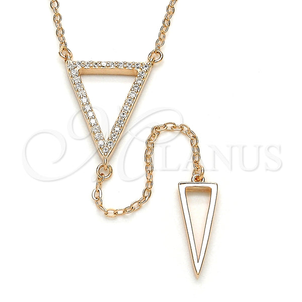 Gargantilla Elegante 04.286.0005.1.16 Plata Rodinada, con Micro Pave Blanca, Pulido, Tono Rosado (Grosor 01 MM, 16 Pulgadas de Largo)
