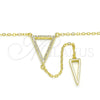 Gargantilla Elegante 04.286.0005.2.16 Plata Rodinada, con Micro Pave Blanca, Pulido, Tono Dorado (Grosor 01 MM, 16 Pulgadas de Largo)
