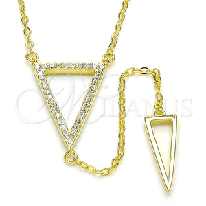 Gargantilla Elegante 04.286.0005.2.16 Plata Rodinada, con Micro Pave Blanca, Pulido, Tono Dorado (Grosor 01 MM, 16 Pulgadas de Largo)