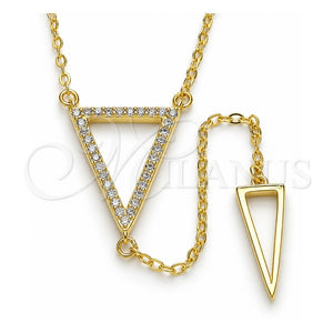 Gargantilla Elegante 04.286.0005.2.16 Plata Rodinada, con Micro Pave Blanca, Pulido, Tono Dorado (Grosor 01 MM, 16 Pulgadas de Largo)