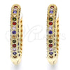 Argolla Huggie 02.264.0006.2.20 Oro Laminado, con Multicolor Micro Pave, Pulido, Tono Dorado