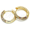 Argolla Huggie 02.264.0006.2.20 Oro Laminado, con Multicolor Micro Pave, Pulido, Tono Dorado