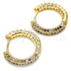 Argolla Huggie 02.264.0006.2.20 Oro Laminado, con Multicolor Micro Pave, Pulido, Tono Dorado
