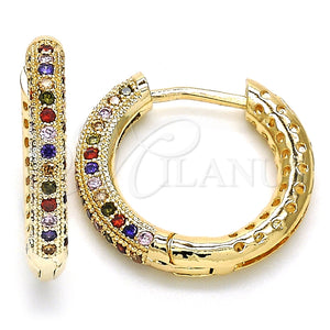 Argolla Huggie 02.264.0006.2.20 Oro Laminado, con Multicolor Micro Pave, Pulido, Tono Dorado