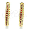 Argolla Huggie 02.264.0006.3.20 Oro Laminado, con Granate and Blanca Micro Pave, Pulido, Tono Dorado