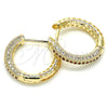 Argolla Huggie 02.264.0006.3.20 Oro Laminado, con Granate and Blanca Micro Pave, Pulido, Tono Dorado