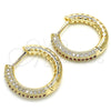 Argolla Huggie 02.264.0006.3.20 Oro Laminado, con Granate and Blanca Micro Pave, Pulido, Tono Dorado