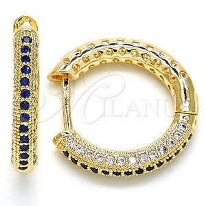 Argolla Huggie 02.264.0006.5.20 Oro Laminado, con Zafiro Azul and Blanca Micro Pave, Pulido, Tono Dorado