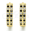 Argolla Huggie 02.266.0029.2.20 Oro Laminado, con Negro and Blanca Zirconia Cubica, Pulido, Tono Dorado