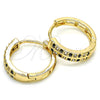 Argolla Huggie 02.266.0029.2.20 Oro Laminado, con Negro and Blanca Zirconia Cubica, Pulido, Tono Dorado